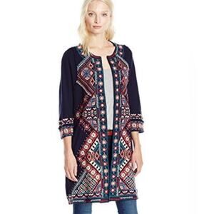 Johnny Was JWLA Women’s Lorne Raw Seam‎ Embroidered Wrap Cardigan / Sweater - M